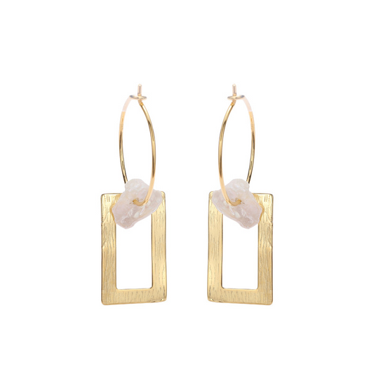 Circle Geometry Baroque Pearl Sterling Silver Plated Gold Earring
