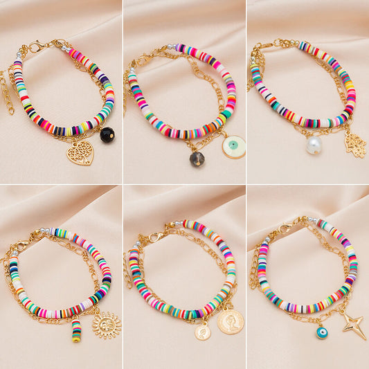Bohemian Colored Clay Multi-layer Bracelet