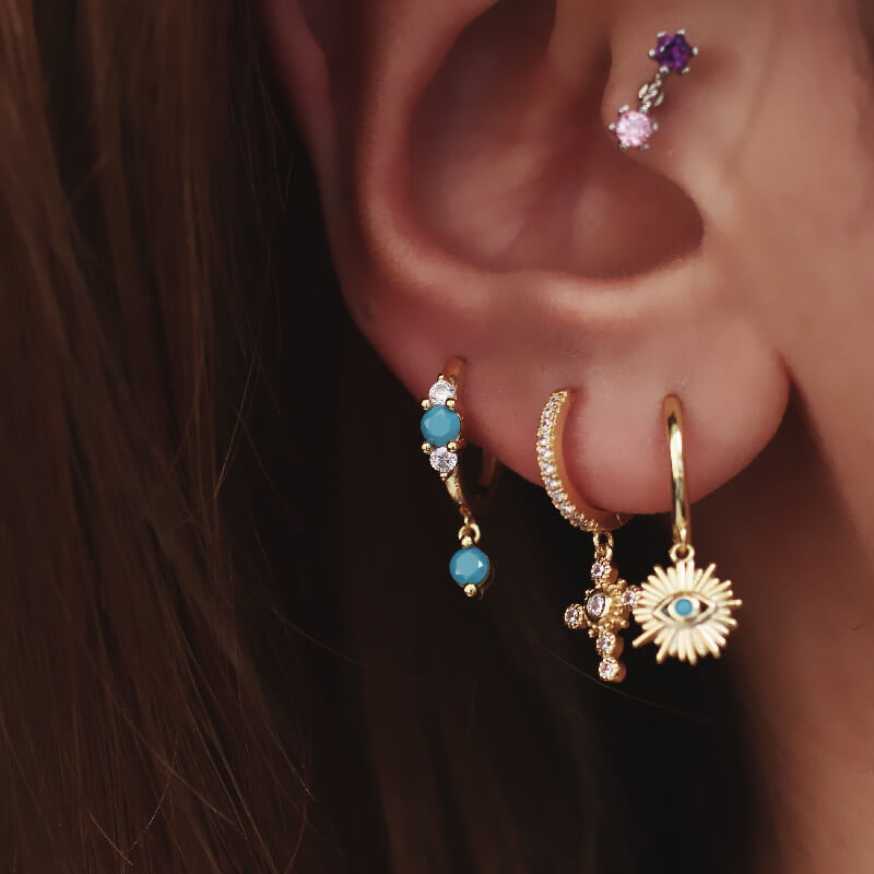 Bohemian Demon Eye Cross Earrings