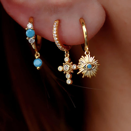 Bohemian Demon Eye Cross Earrings