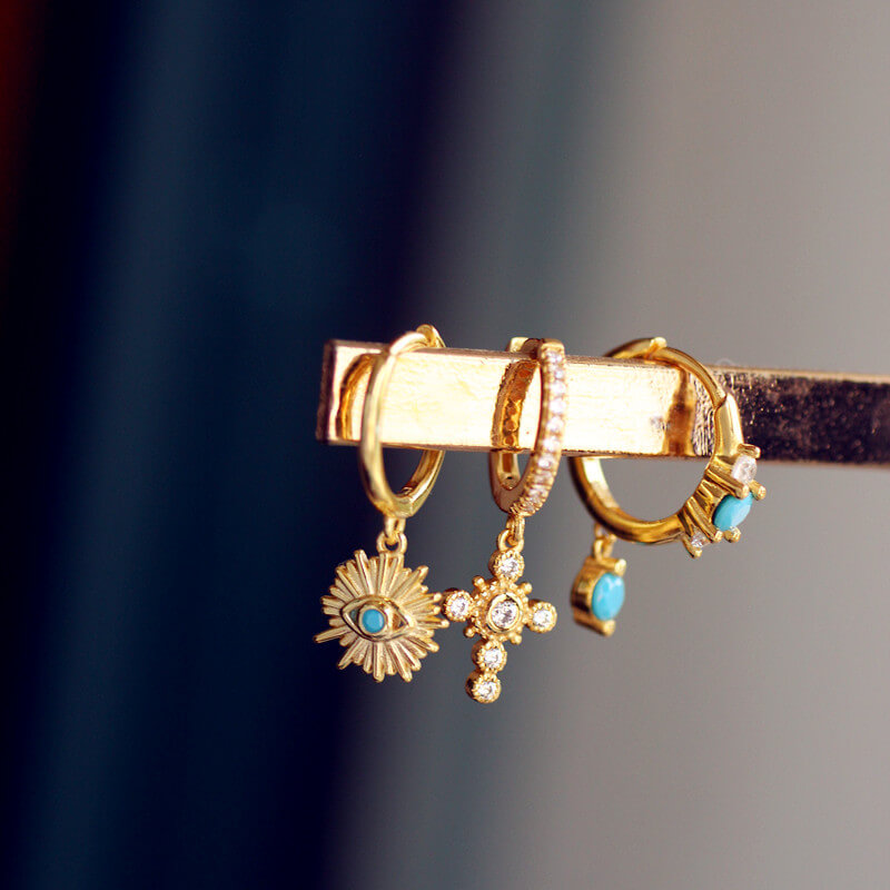 Bohemian Demon Eye Cross Earrings