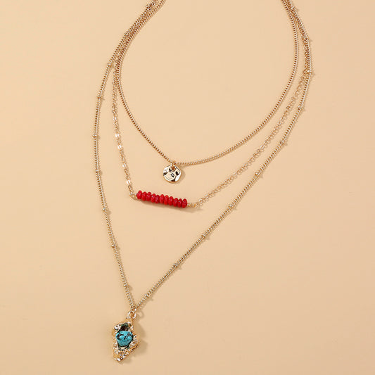 Bohemian Gold Bean Coral Rock Necklace