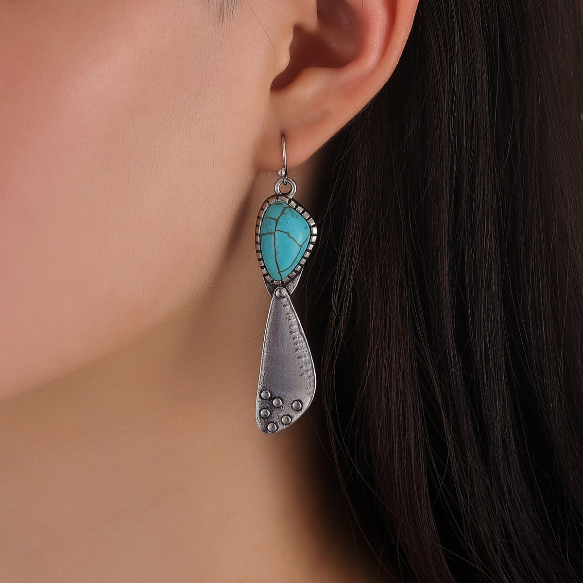 Bohemian Irregularly Made Old Inlaid Turquoise