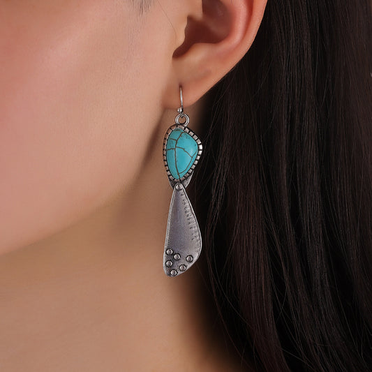 Bohemian Irregularly Made Old Inlaid Turquoise