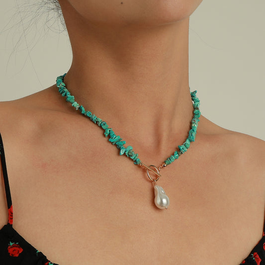 Bohemian Large Shaped Pearl OT Buckle Necklace
