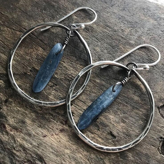 Bohemian Large Silver Hoop Earrings