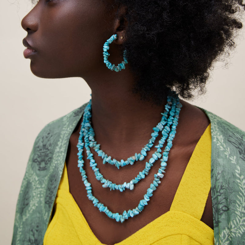 Bohemian Multi-layered Clavicle Chain With Colored Gravel