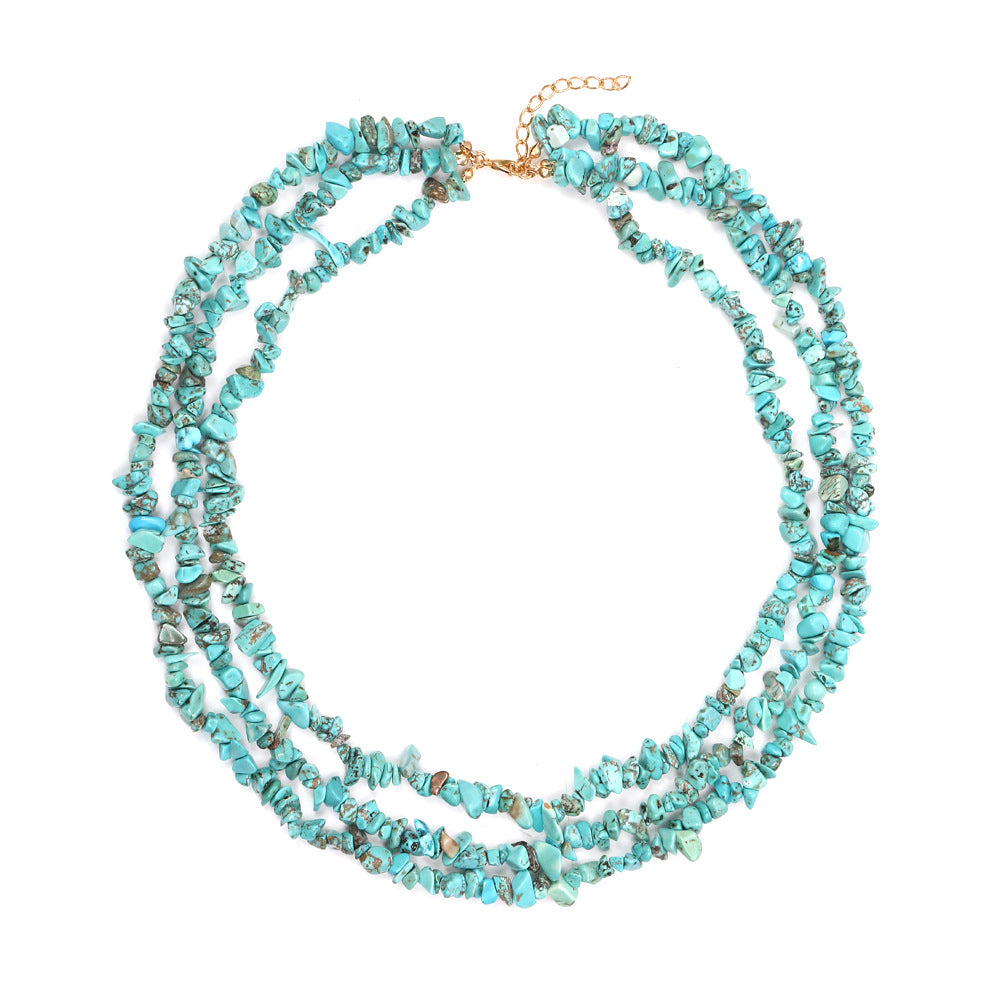 Bohemian Multi-layered Clavicle Chain With Colored Gravel