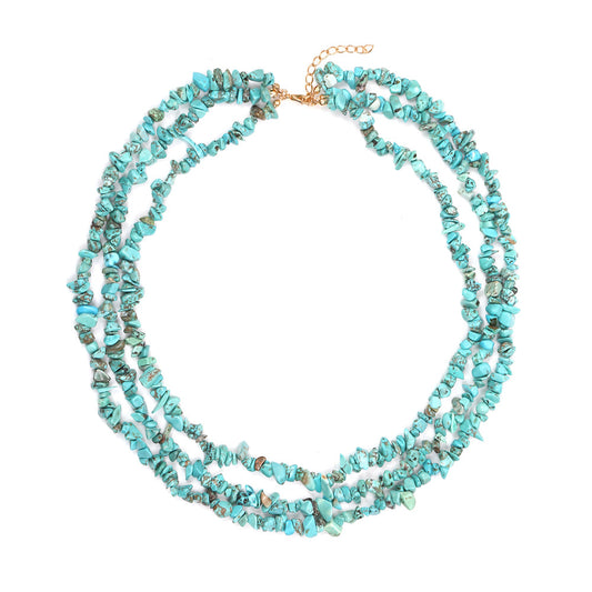 Bohemian Multi-layered Clavicle Chain With Colored Gravel