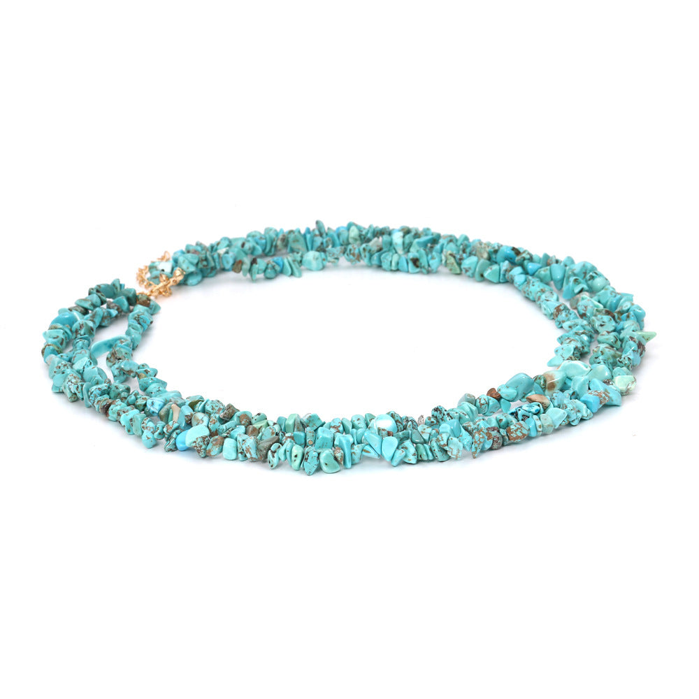 Bohemian Multi-layered Clavicle Chain With Colored Gravel