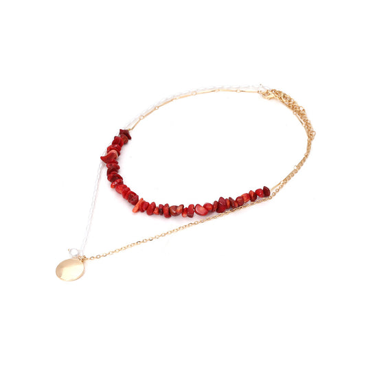 Bohemian Multilayered Clavicle Chain With Crushed Stone