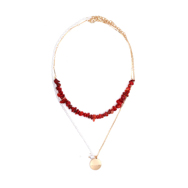Bohemian Multilayered Clavicle Chain With Crushed Stone