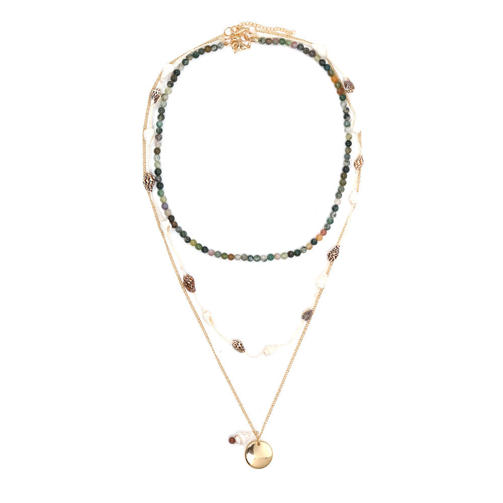 Bohemian Multilayered Conch Bead Clavicle Chain