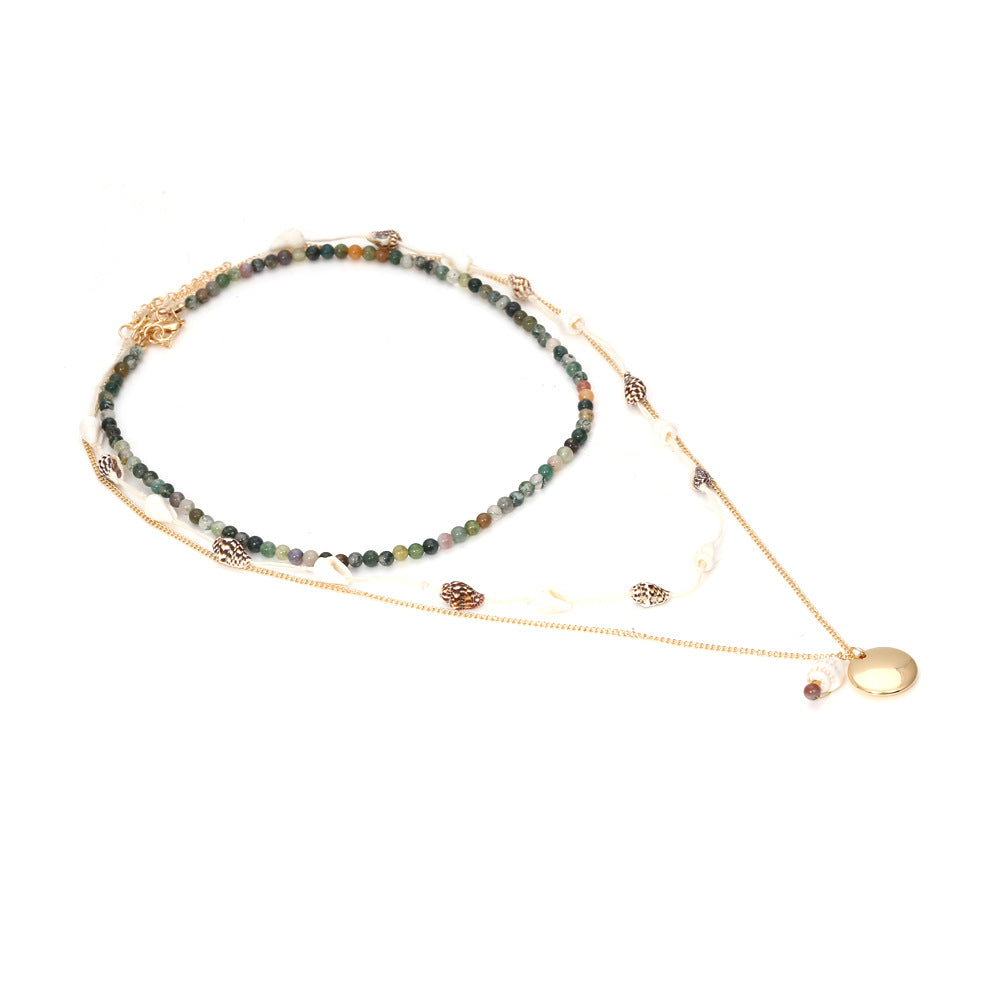 Bohemian Multilayered Conch Bead Clavicle Chain