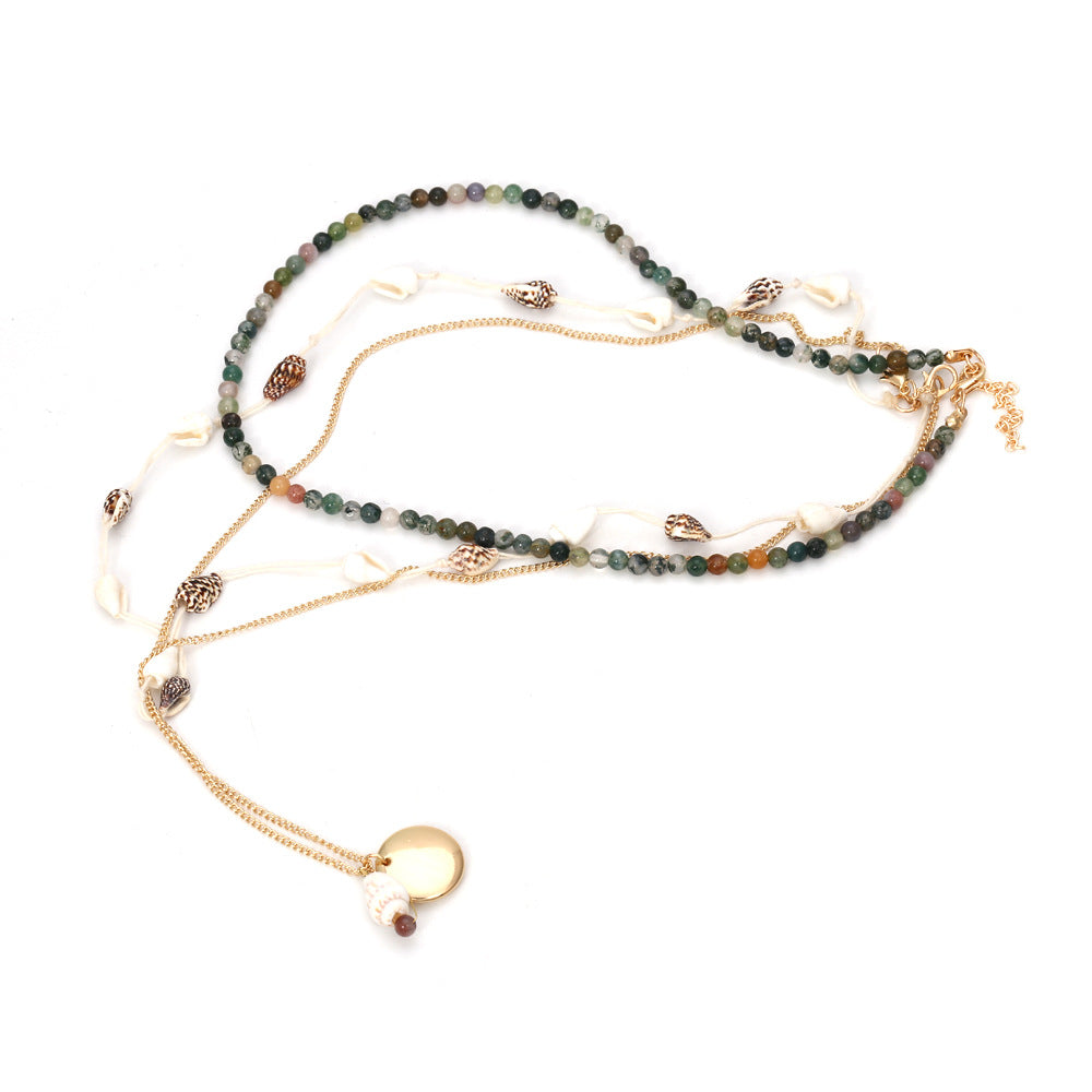 Bohemian Multilayered Conch Bead Clavicle Chain