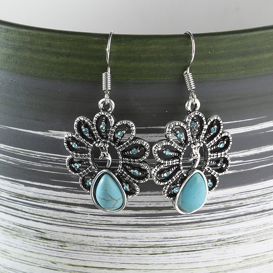 Boucles d'oreilles paon bohème