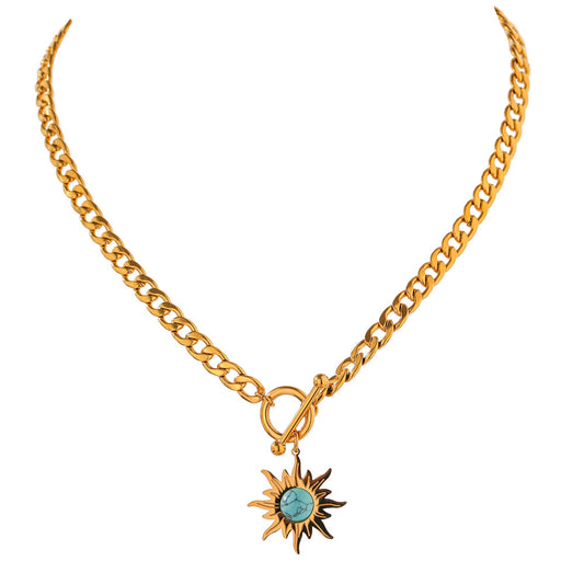 Bohemian Sunflower Turquoise Pendant