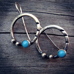 Bohemian Turquoise Circle Earrings