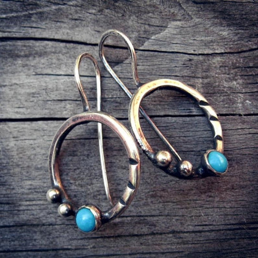 Bohemian Turquoise Circle Earrings