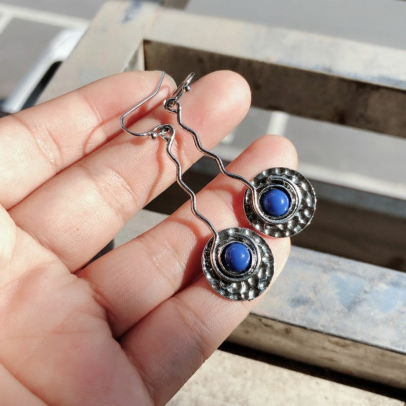 Boucles d'oreilles bohèmes vintage bleues