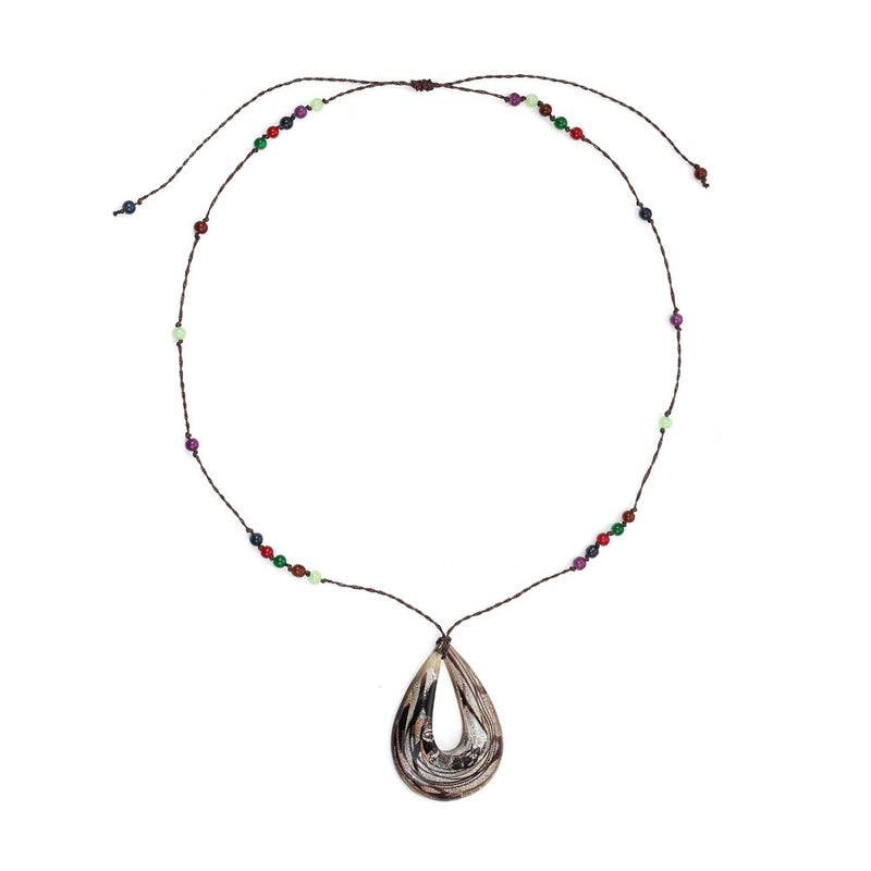 Bohemian Water Drop Shaped Glass Necklace
