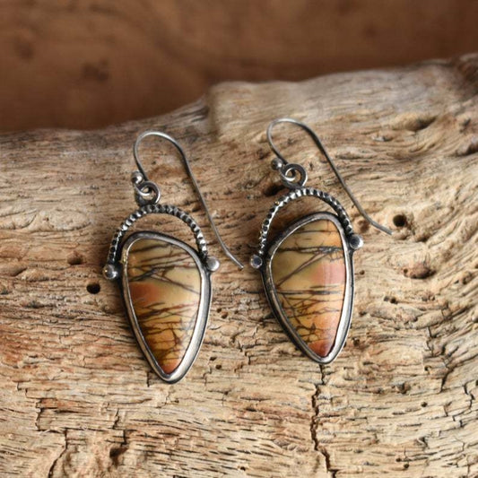 Bohemian Water Drop Yellow Tiger Stone Drop Earrings