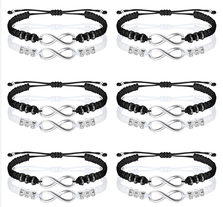 KISSONLY 12Pcs Infini Yinyang Friendship Bracelet