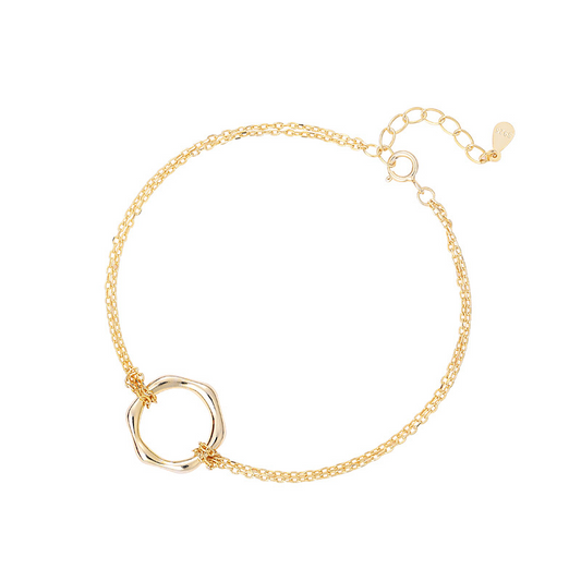 Concise Polygon Sterling Silver Plated Gold Bracelet