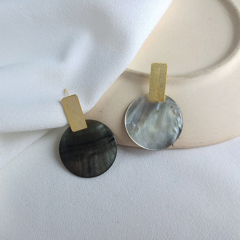 Shell Geometry Sterling Silver Plated Gold Stud Earring