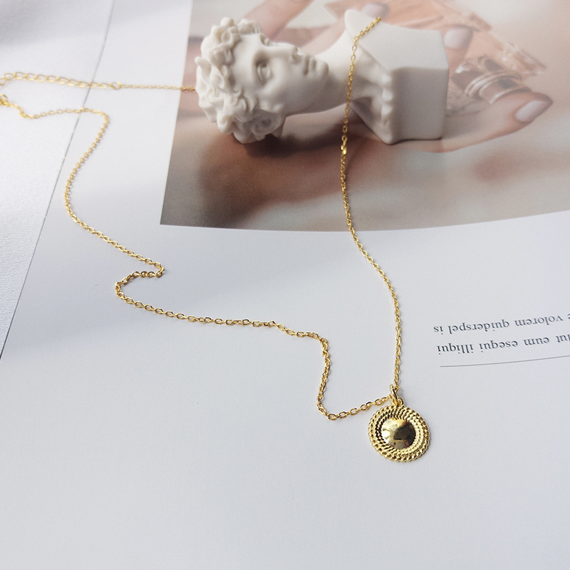 Glossy Round Sterling Silver Plated Gold Necklace