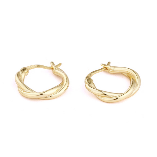 Twisted Flower Sterling Silver Plated Gold Earring