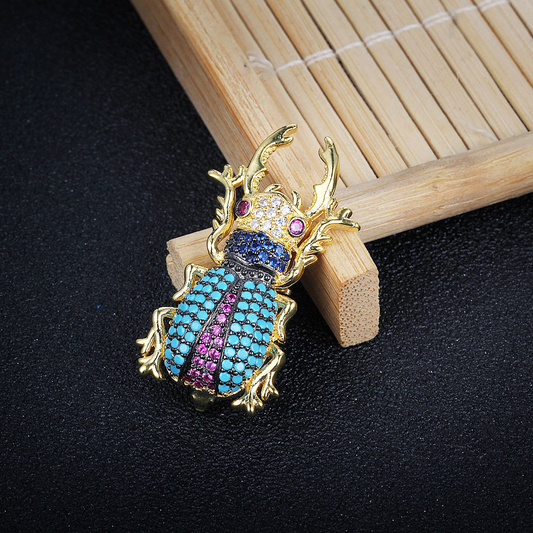 Halloween Beetle Round Cut Alloy Brooch