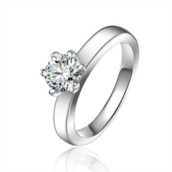 Solitaire Round Cut Sterling Silver Ring-TL-Juri Elle