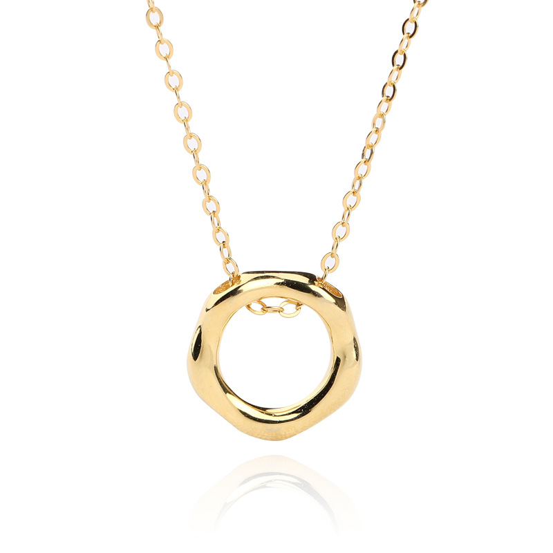 Irregular Geometry Sterling Silver Plated Gold Necklace