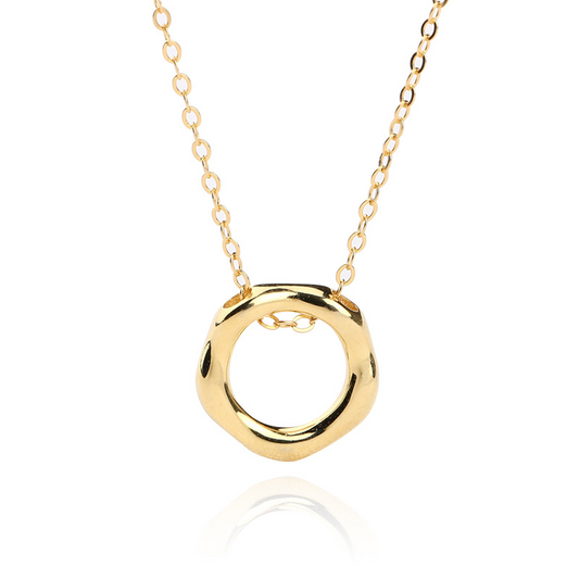 Irregular Geometry Sterling Silver Plated Gold Necklace