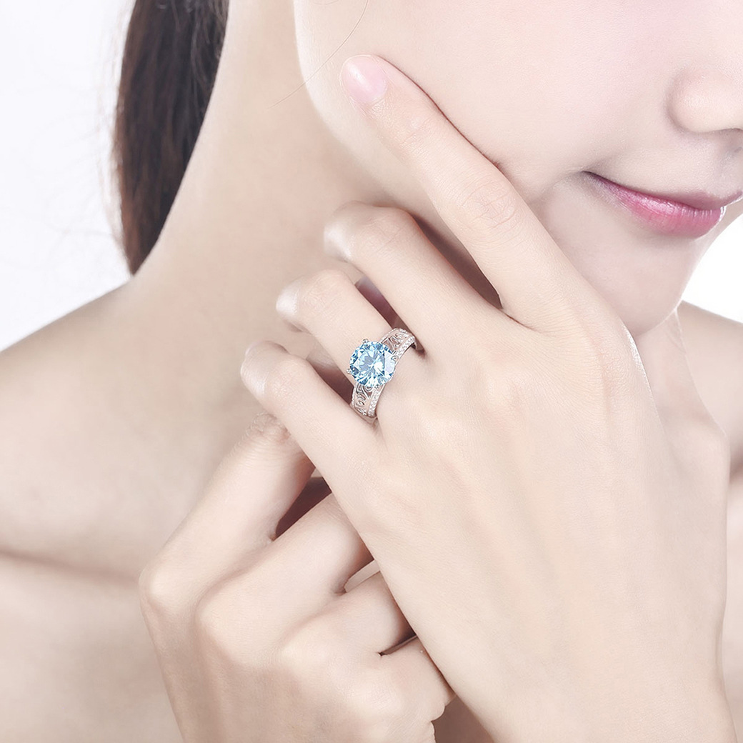 Shiny Round Cut Sterling Silver Ring-ZX-Juri Elle