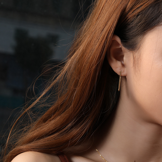 Simple Geometry Sterling Silver Plated Gold Stud Earring