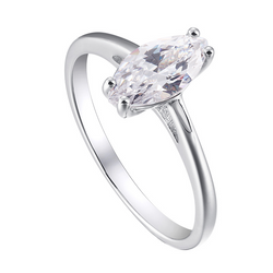 Solitaire Marquise Cut Sterling Silver Ring For Women-TL-Juri Elle