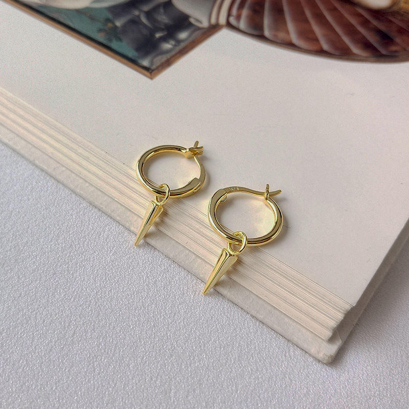 Retro Trend Cone Sterling Silver Plated Gold Stud Earring