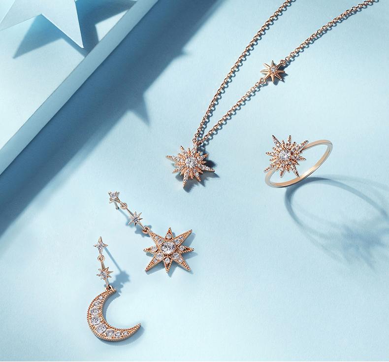 Meteor Round Cut Sterling Silver Necklace