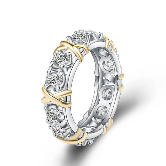 Bague X vintage en argent sterling coupe ronde