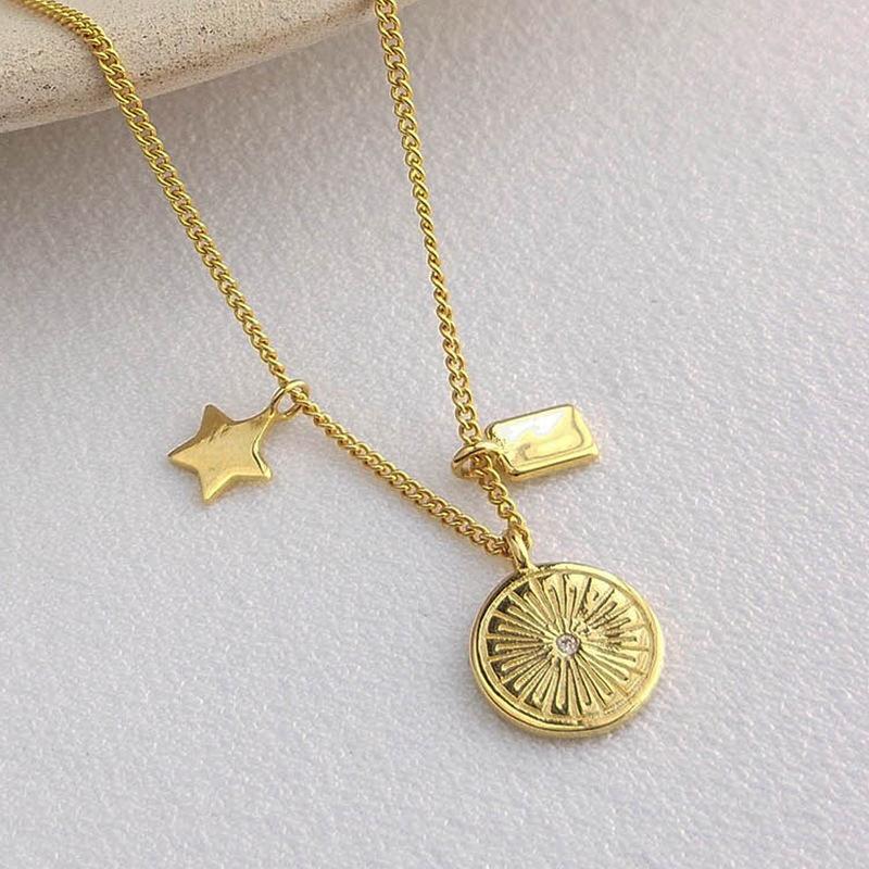 Guard Galaxy Sterling Silver Plated Gold Necklace