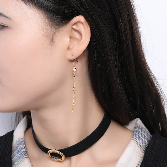 Long Tassel Sterling Silver Plated Gold Earring
