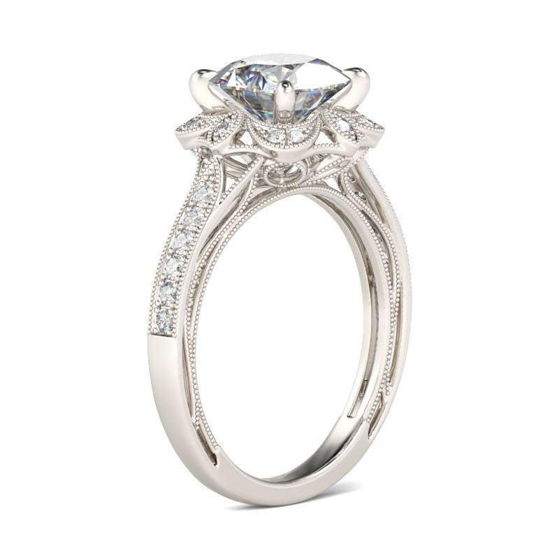 Vintage Floral Cushion Cut Sterling Silver Ring-JE-Juri Elle
