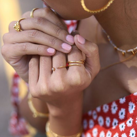 Interlaced Stackable Sterling Silver Plated Gold Ring
