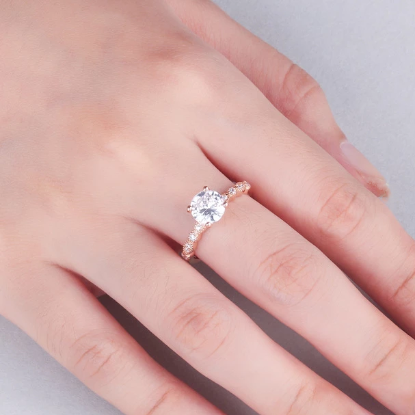 Wedding Round Cut Sterling Silver Ring For Women