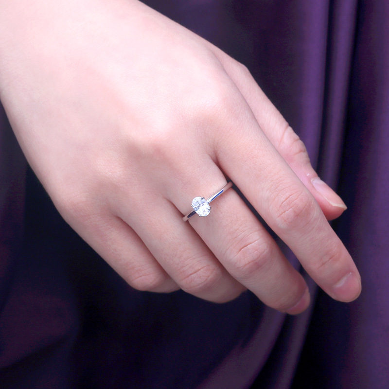 Solitaire Oval Cut Sterling Silver Ring-TL-Juri Elle