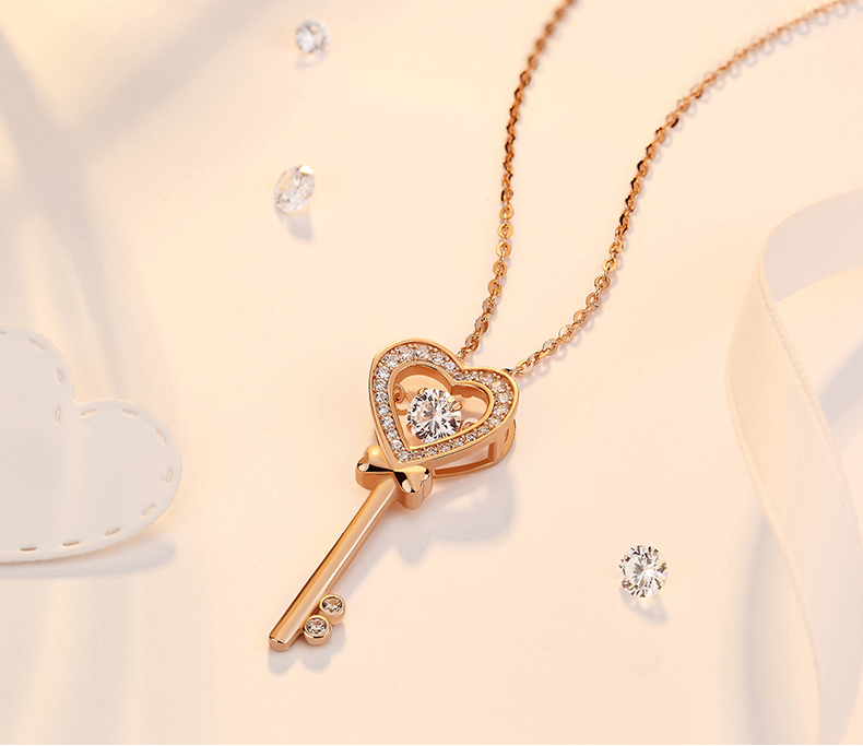 Lock of Heartbeat Round Cut Sterling Silver Necklace