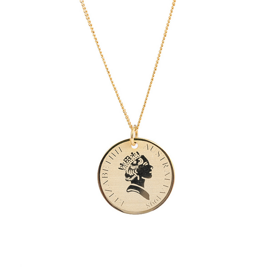 Golden Portrait Coin Sterling Silver Necklace