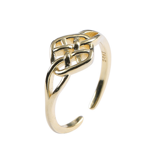 Interwoven Mesh Sterling Silver Plated Gold Ring